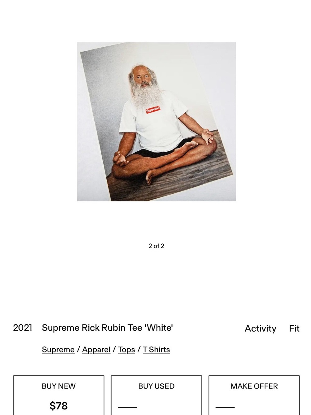 Supreme White Tee with Red Box Graphic